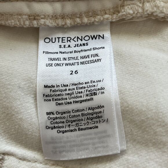 Outerknown OK S.E.A. Jeans Fillmore Natural Boyfriend Shorts Size 26 NEW - Picture 7 of 15